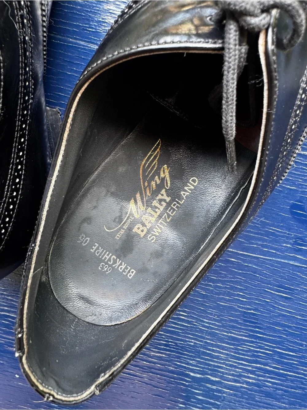 Bally Berkshire Wingtip Brogue Oxford Black Dress Switzerland Extra Souple